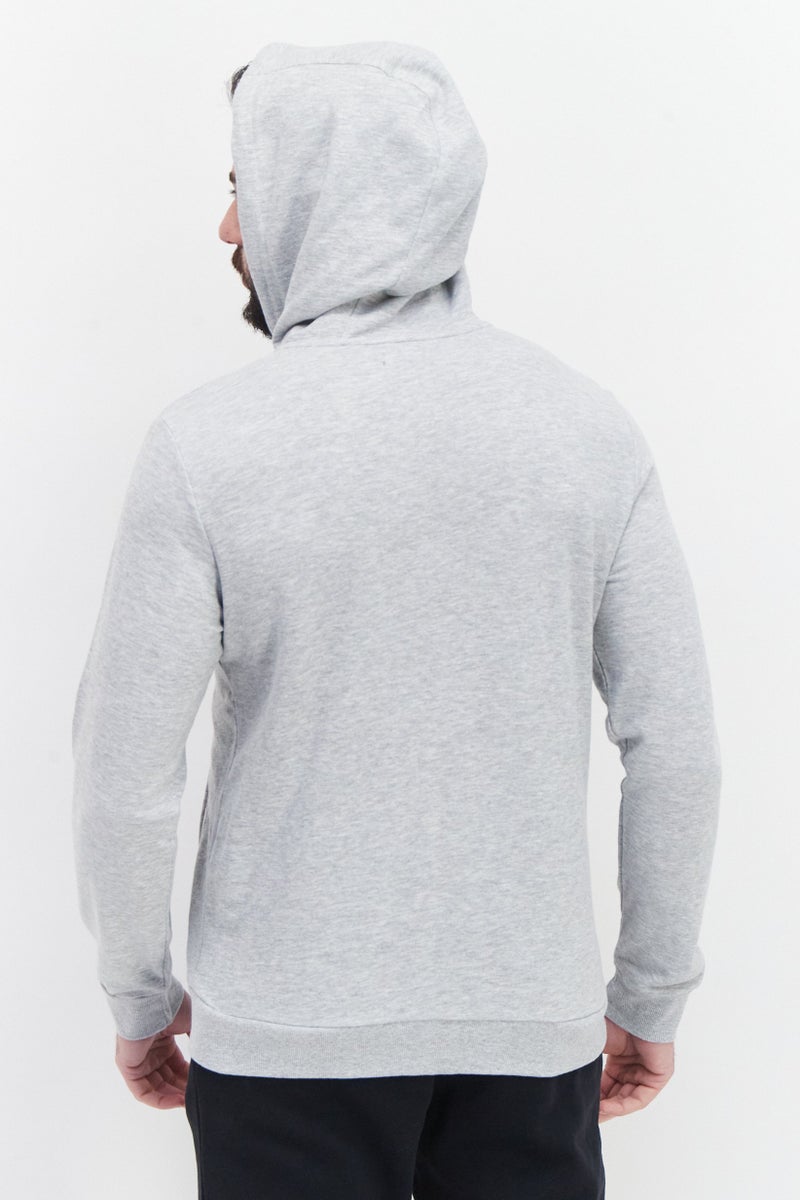 Kenneth Cole Men Hooded Long Sleeve Brand Logo Sweatshirt, Grey - Image 3