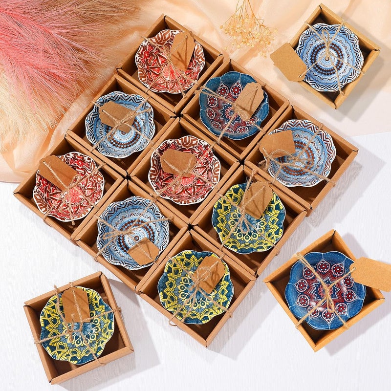 Yoande Wedding Favors for Guests Bulk 33 Inches Small Ceramic Bowl Mexican Salsa Bowl Dipping Boho Pottery Dishes for Bridal Shower Mexican Style Gifts Rustic Souvenirs12 Pcs - Image 1