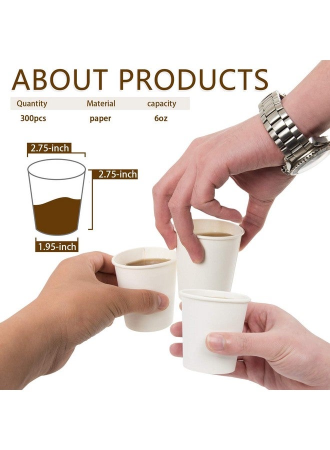 Vumdua Vumdua 300 Pcs 6 oz Disposable Paper Cups, Hot Cold Beverage Drinking Cup for Coffee, Water, Tea, Juice, Espresso & Cortado (White)  - Image 2
