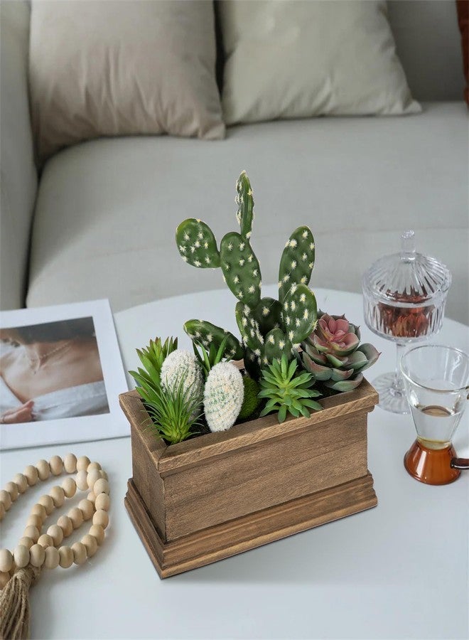 GnFlus Fake Cactus Plant Small Succulents Plants Artificial Succulents in Wooden Pots Realistic Faux Succulent for Home Decor Office Table Centerpieces Rustic Farmhouse - Image 4