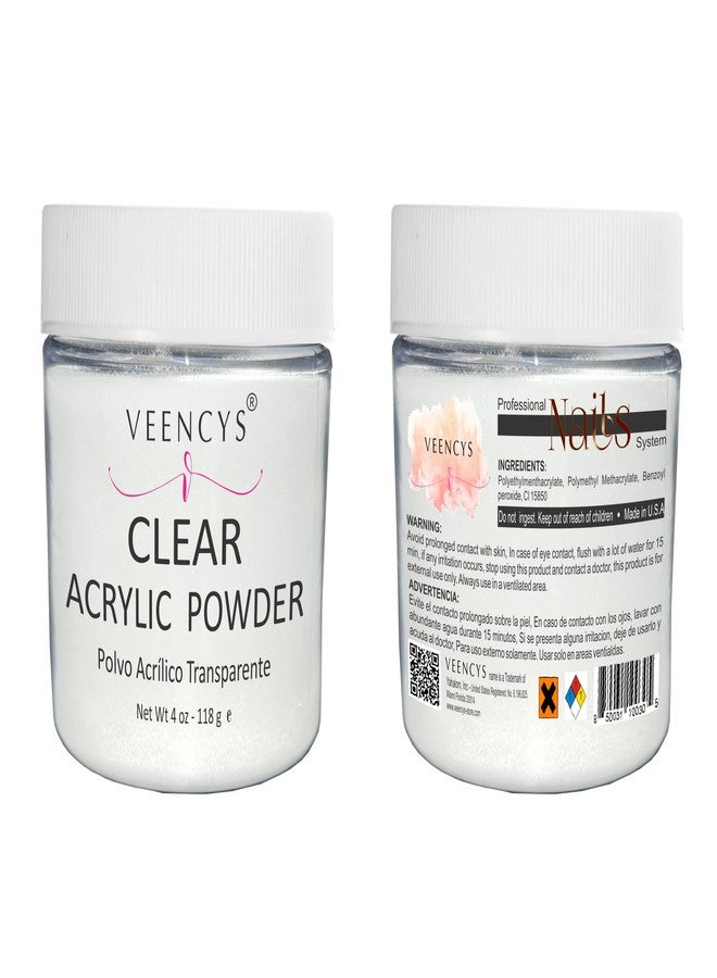 Veencys Acrylic Powder - Salon Premium Quality Acrylic Nails Extension - Nail Art - Natural Acrylic Powder for Nails - Ideal Manicure for Home Saloon -(Clear 4 Oz) - Image 2