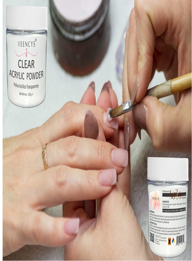 Veencys Acrylic Powder - Salon Premium Quality Acrylic Nails Extension - Nail Art - Natural Acrylic Powder for Nails - Ideal Manicure for Home Saloon -(Clear 4 Oz) - Image 4