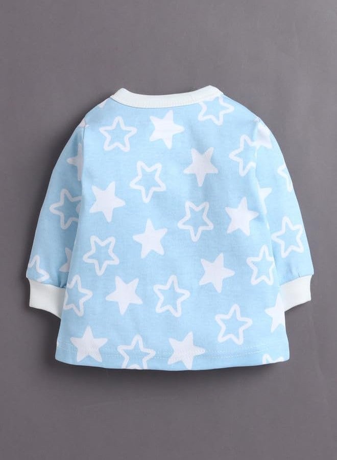 BUMZEE Baby Boys Cotton Round Neck Full Sleeves Graphic Print Jabla & Pyjama Set Sky Blue & White - 9-12 Months (Peb11230E-sbl) - Image 3