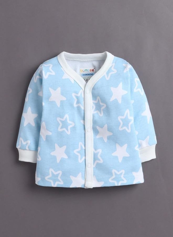 BUMZEE Baby Boys Cotton Round Neck Full Sleeves Graphic Print Jabla & Pyjama Set Sky Blue & White - 9-12 Months (Peb11230E-sbl) - Image 2