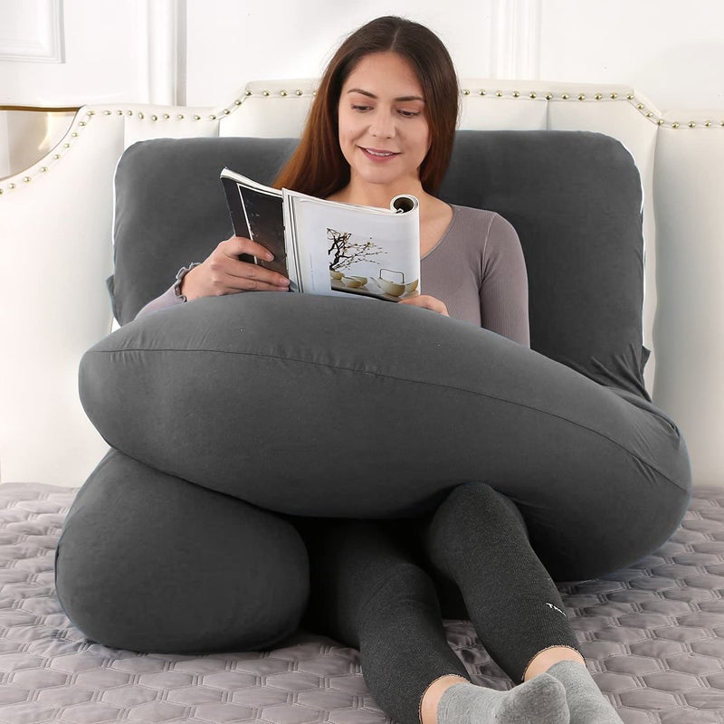 Linenovation Pregnancy Pillow Maternity Body Pillow For Sleeping With Body Pillow Cover J Shaped Pregnancy Pillow For Pregnant WomenGreyMicrofiber Pack Of 1 - Image 3