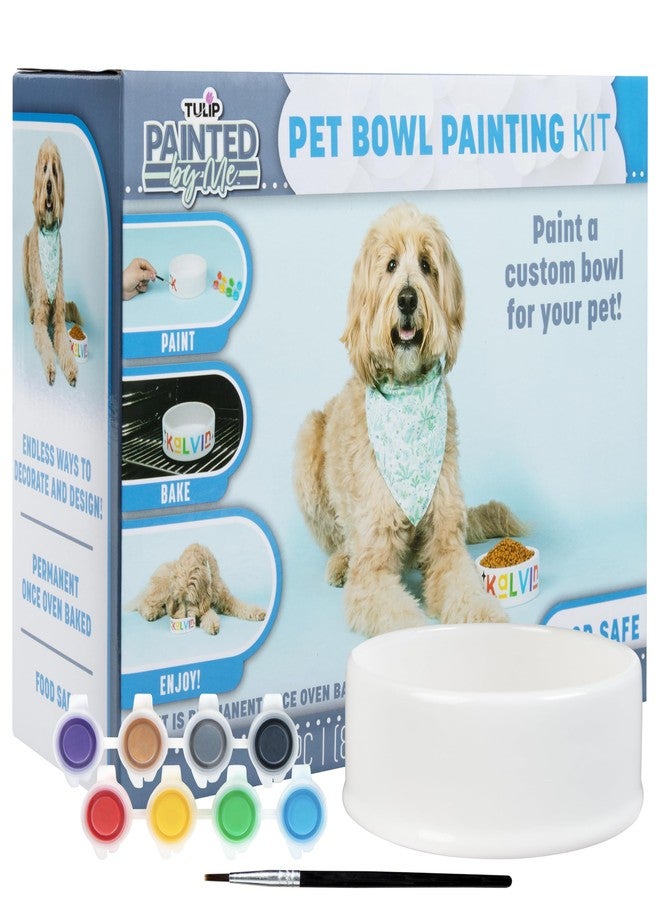 Tulip Paint & Bake Ceramic Paintable Pet Bowl Kit, Family Friendly Art & Craft Kit, Includes Brush, 8 Rainbow Paints & Dog or Cat Bowl, Studio Quality When Oven Baked - Image 1