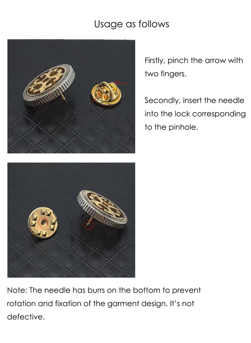 Golden Perforated flower Pin Brooch, Shiny Pin Brooch for Women Men Children, Circle Lapel Pins Shirt Collar Brooch Buckle Lapel Pins Badge Suit Clip Accessory for Clothing Bags Jackets Shirts.  - Image 3