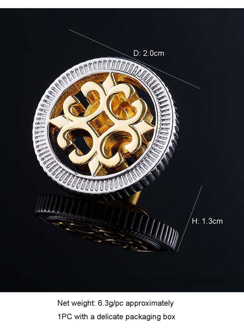 Brooch, Golden Perforated flower Pin Brooch, Shiny Pin Brooch for Women Men Children, Circle Lapel Pins Shirt Collar Brooch Buckle Lapel Pins Badge Suit Clip Accessory for Clothing Bags Jackets Shirts. - Image 3