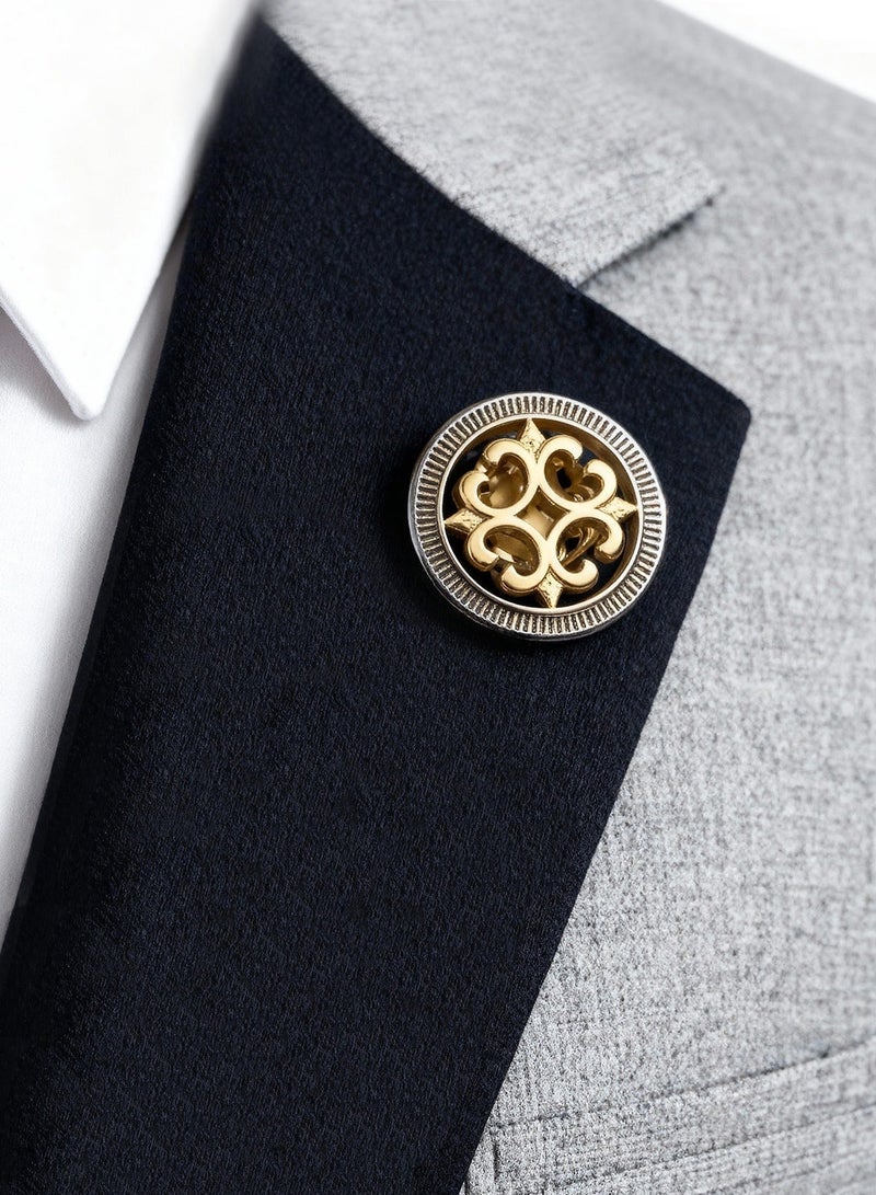 Brooch, Golden Perforated flower Pin Brooch, Shiny Pin Brooch for Women Men Children, Circle Lapel Pins Shirt Collar Brooch Buckle Lapel Pins Badge Suit Clip Accessory for Clothing Bags Jackets Shirts. - Image 2