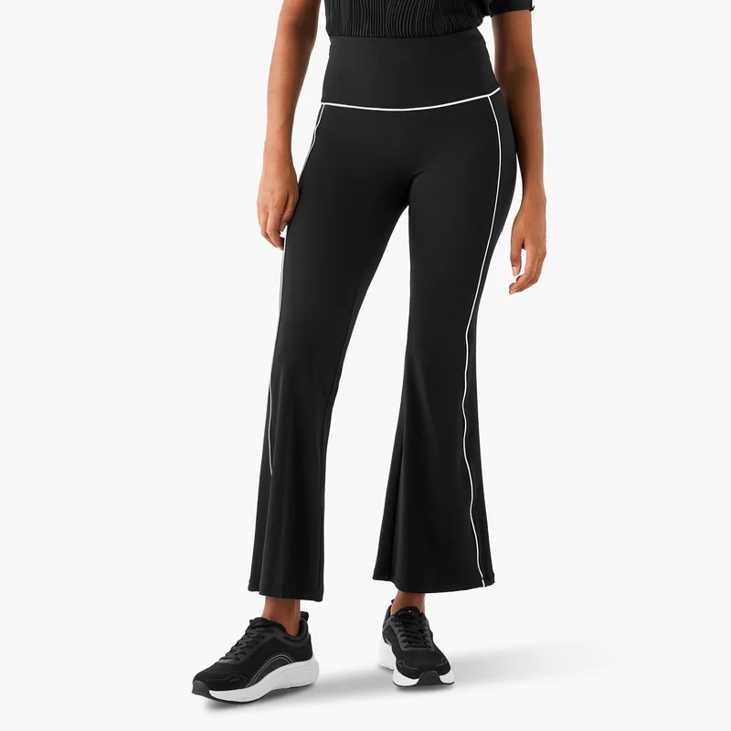 Flared Leggings with Contrast Piping Detail
