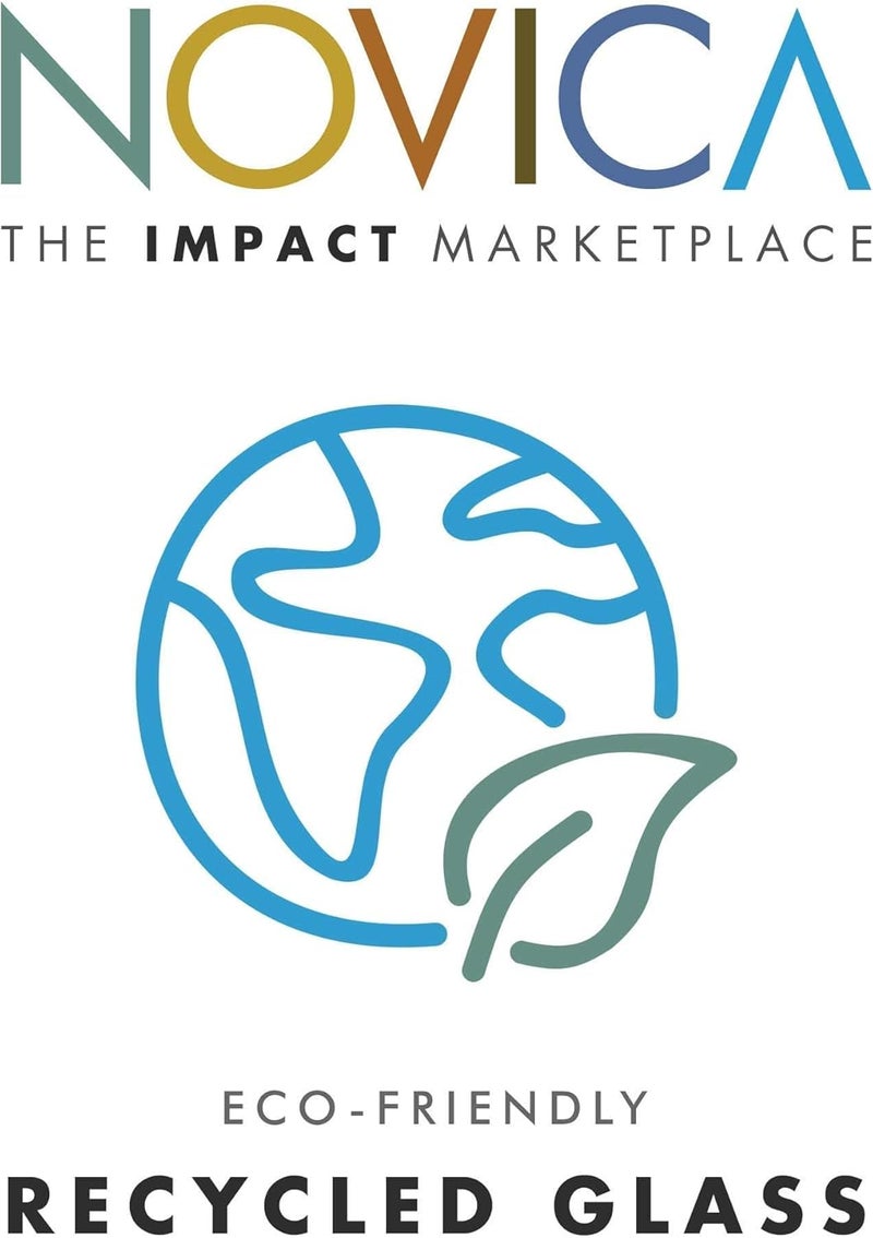 NOVICA Hand Blown Clear Blue Rim Recycled Glass Margarita Glasses, 8 Oz 'Happy Hour' Set of 4 - Image 5