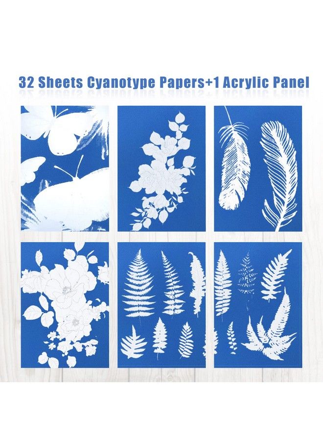 KINBOM 32Pcs Cyanotype Paper Sun Print Paper Light Sensitive Paper Photography With Acrylic Sheet For Diy Crafts Projects - Image 4