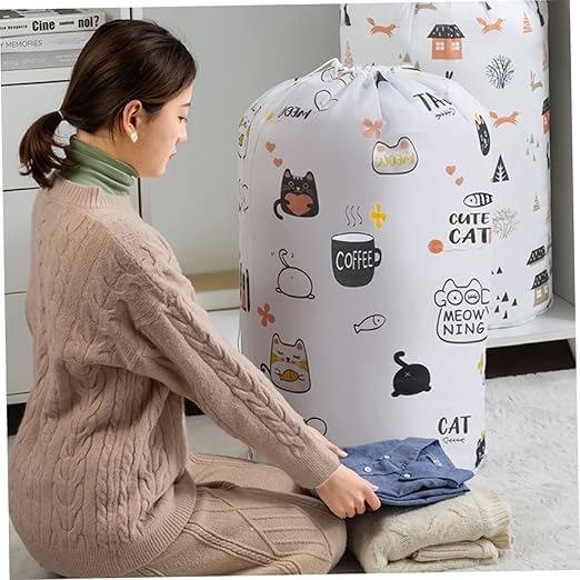 Aspeona 2Pcs Portable Storage Bag Clothes Quilt Storage Bag Wardrobe Sorting Storage Box for Pillows Blankets Bedding Toy Storage Bags Large Soft Pouch Foldable Bag Closet Organizer Box - Image 4