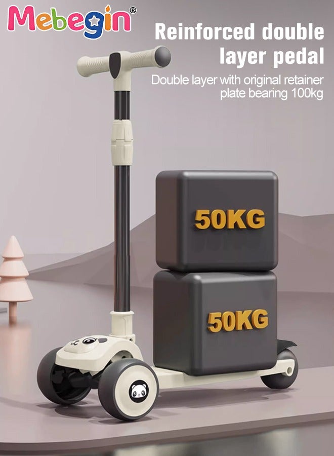 Foldable 3 Wheel Scooter with Windmill and Car Basket, Non-Slip Scooter with Light and Music, Kids Kick Scooter, Adjustable Height, Extra-wide Deck for Stability, No Installation Required - Image 4