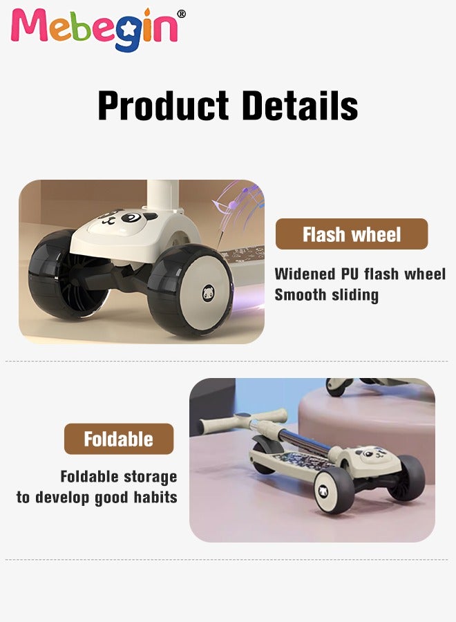 Foldable 3 Wheel Scooter with Windmill and Car Basket, Non-Slip Scooter with Light and Music, Kids Kick Scooter, Adjustable Height, Extra-wide Deck for Stability, No Installation Required - Image 3