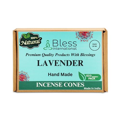 Bless International Lavender 100%-Natural-Incense-Cones Handmade-Hand-Dipped Organic-Chemicals-Free for-Purification-Relaxation-Positivity-Yoga-Meditation The-Best-scents (60 Count) - Image 2