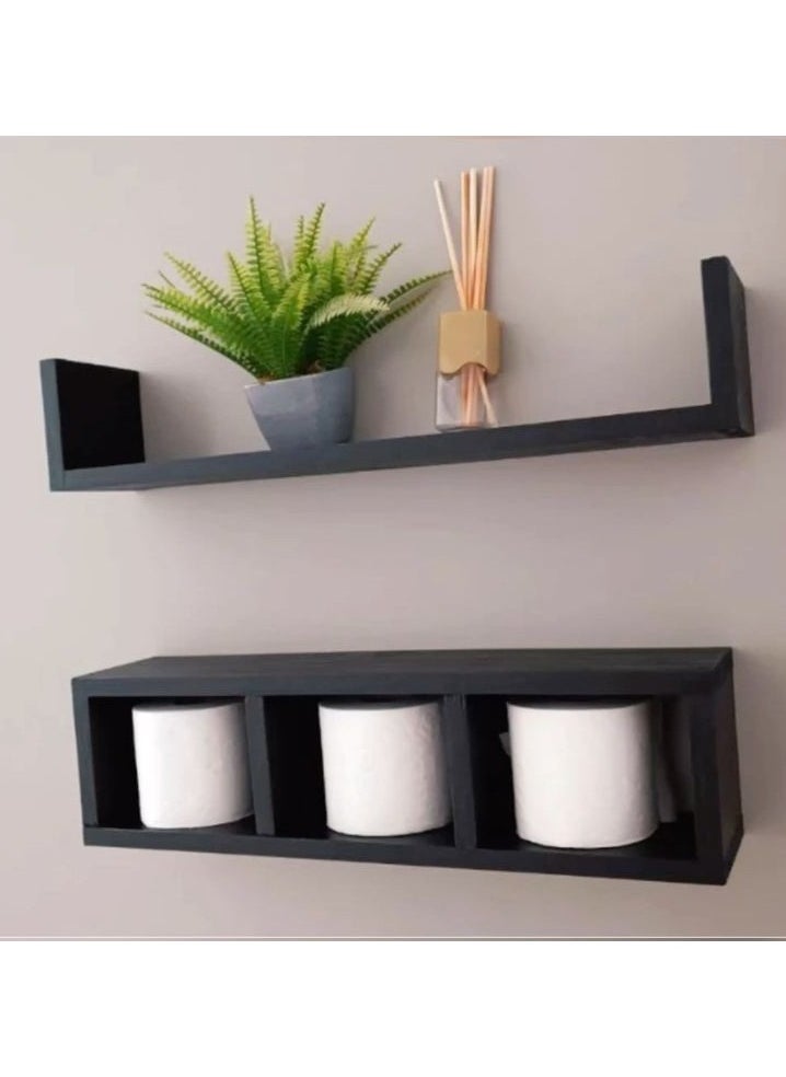 Generic Wooden bathroom shelf set 