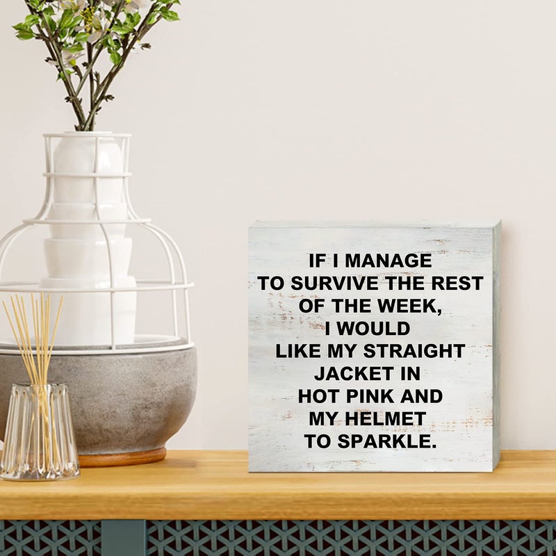 Yigaue I Match Energies Wooden Box Sign with Saying Desk Decor 5 x 5 Inch Funny Office Box Sign Wood Plaque Block Sign Rustic Home Office Decor - Image 4