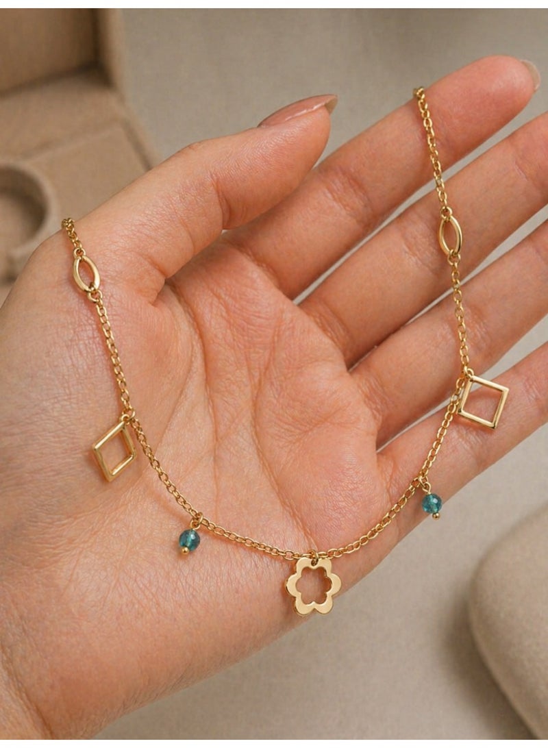 3Diamonds Gold Plated Geometric Charm Necklace for Women - Image 4