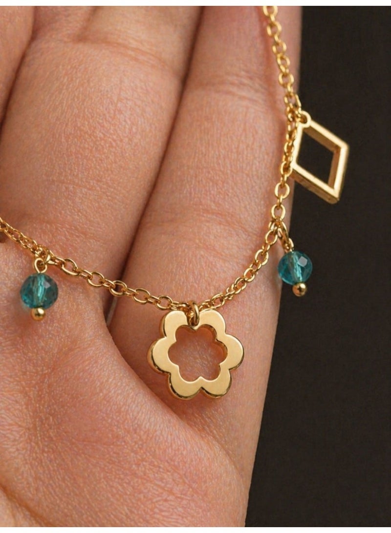 3Diamonds Gold Plated Geometric Charm Necklace for Women - Image 3