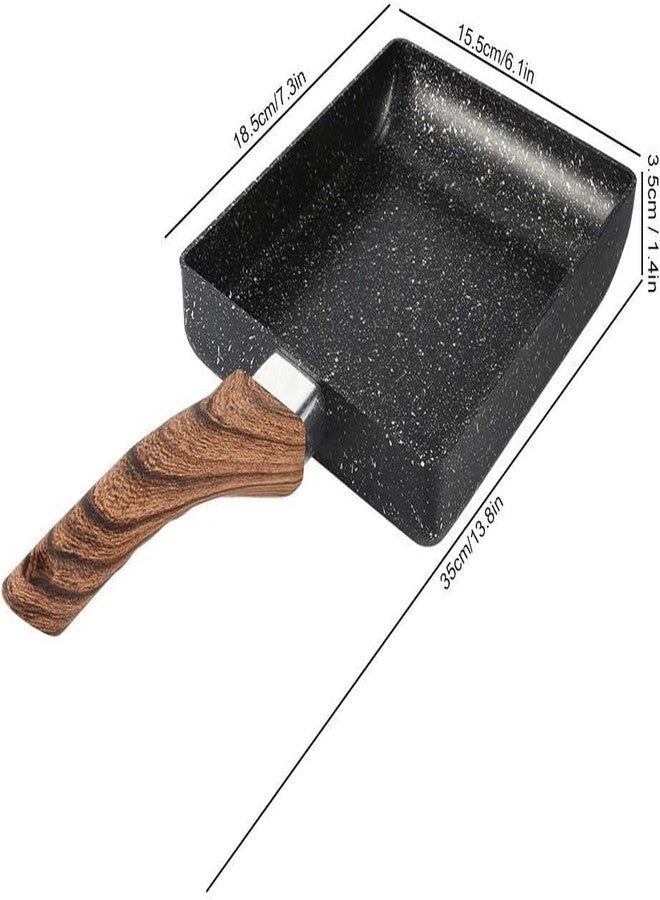 Pekos Omelette Egg Pan with Wooden Handle | Nonstick Rectangle Small Frying Egg Tamagoyaki Pan for Pancake, Crepes, Omelette, Fried Eggs (1Psc_Multicolor) - Image 2