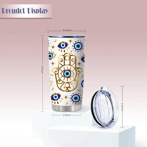 ATHAND Evil Eyes Coffee Mug Insulated Tumblers Cup with Lid, 20 Oz Stainless Steel Vacuum Tumbler Travel Iced Coffee Mugs, Best Birthday Mothers Day Gifts For Women Mom (Evil Eye), 1 Pcs - Image 5