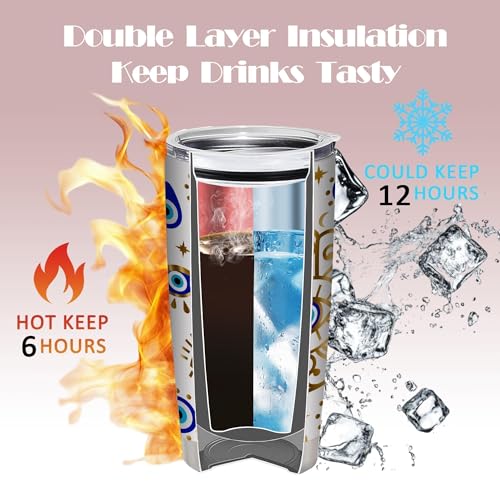 ATHAND Evil Eyes Coffee Mug Insulated Tumblers Cup with Lid, 20 Oz Stainless Steel Vacuum Tumbler Travel Iced Coffee Mugs, Best Birthday Mothers Day Gifts For Women Mom (Evil Eye), 1 Pcs - Image 3