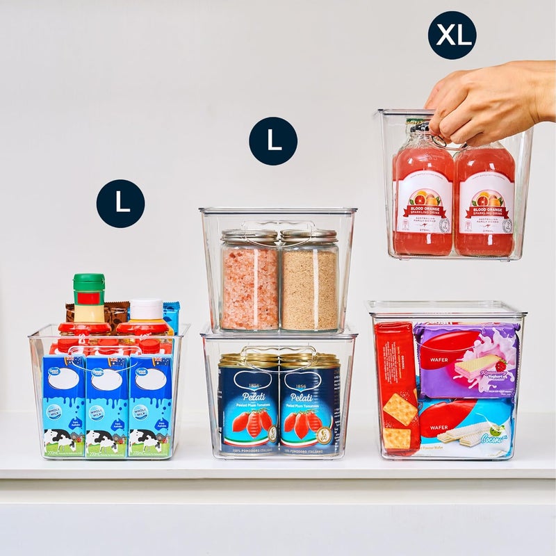 theaoo 6 Pack Clear Storage Bins with Lids Stackable, Large Plastic Storage Bins with Handle for Pantry Organization and Storage, Perfect Containers for Fridge Organizer, Freezer, Kitchen, Cabinets, Bathroom - Image 5