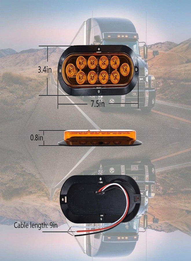 NBWDY 2Pcs Waterproof 6in Oval Sealed Turn Signal Light Front Rear Amber Side Marker Light Trailer Tail LED Light Kit for Pickup Truck Trailer Bus Caravan RV UTV ATV Boat Camper Van Golf Cart - Image 4