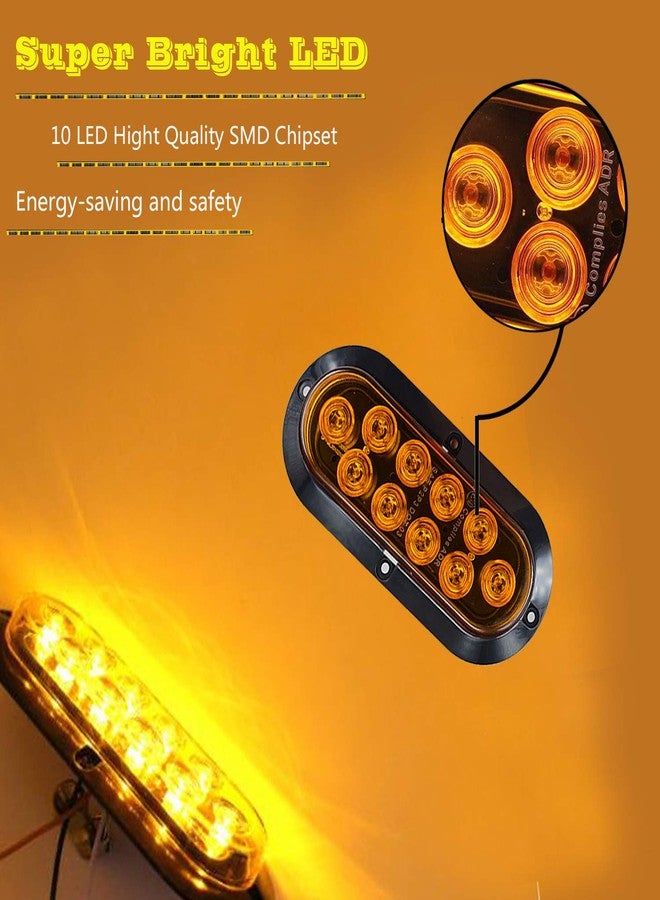 NBWDY 2Pcs Waterproof 6in Oval Sealed Turn Signal Light Front Rear Amber Side Marker Light Trailer Tail LED Light Kit for Pickup Truck Trailer Bus Caravan RV UTV ATV Boat Camper Van Golf Cart - Image 2