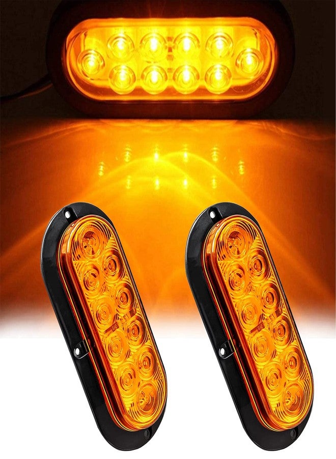 NBWDY 2Pcs Waterproof 6in Oval Sealed Turn Signal Light Front Rear Amber Side Marker Light Trailer Tail LED Light Kit for Pickup Truck Trailer Bus Caravan RV UTV ATV Boat Camper Van Golf Cart - Image 1