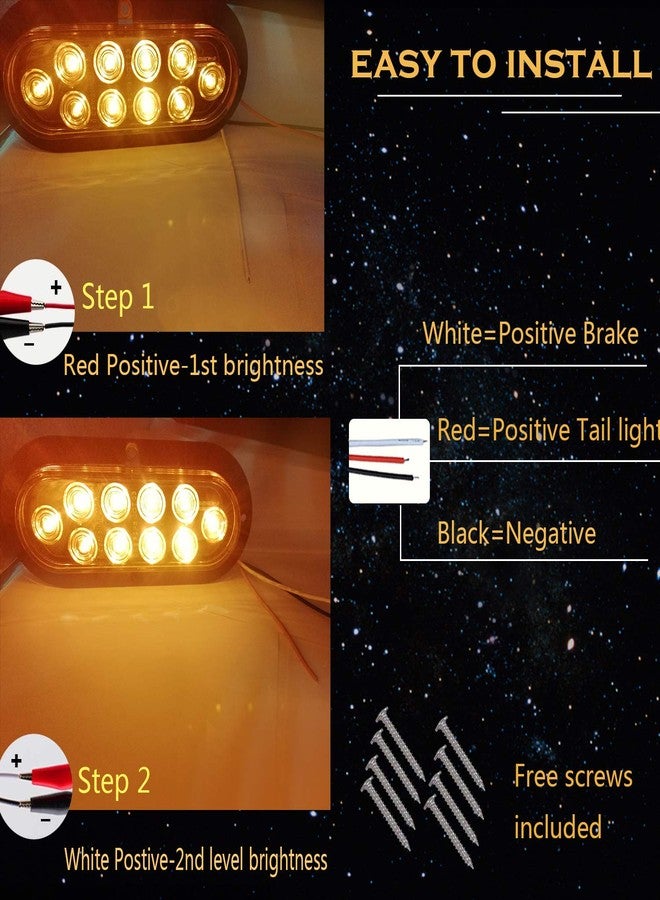 NBWDY 2Pcs Waterproof 6in Oval Sealed Turn Signal Light Front Rear Amber Side Marker Light Trailer Tail LED Light Kit for Pickup Truck Trailer Bus Caravan RV UTV ATV Boat Camper Van Golf Cart - Image 3