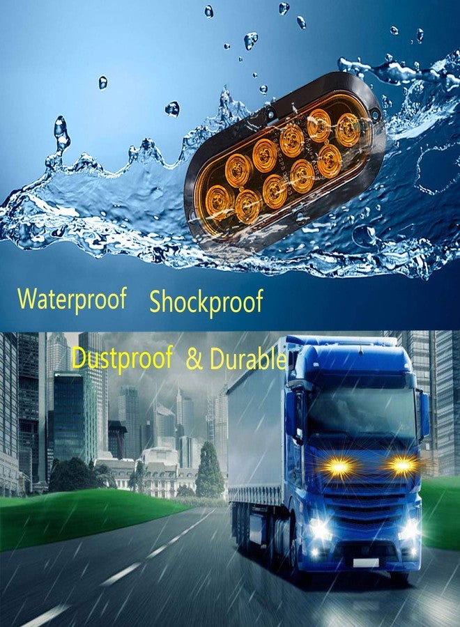 NBWDY 2Pcs Waterproof 6in Oval Sealed Turn Signal Light Front Rear Amber Side Marker Light Trailer Tail LED Light Kit for Pickup Truck Trailer Bus Caravan RV UTV ATV Boat Camper Van Golf Cart - Image 5