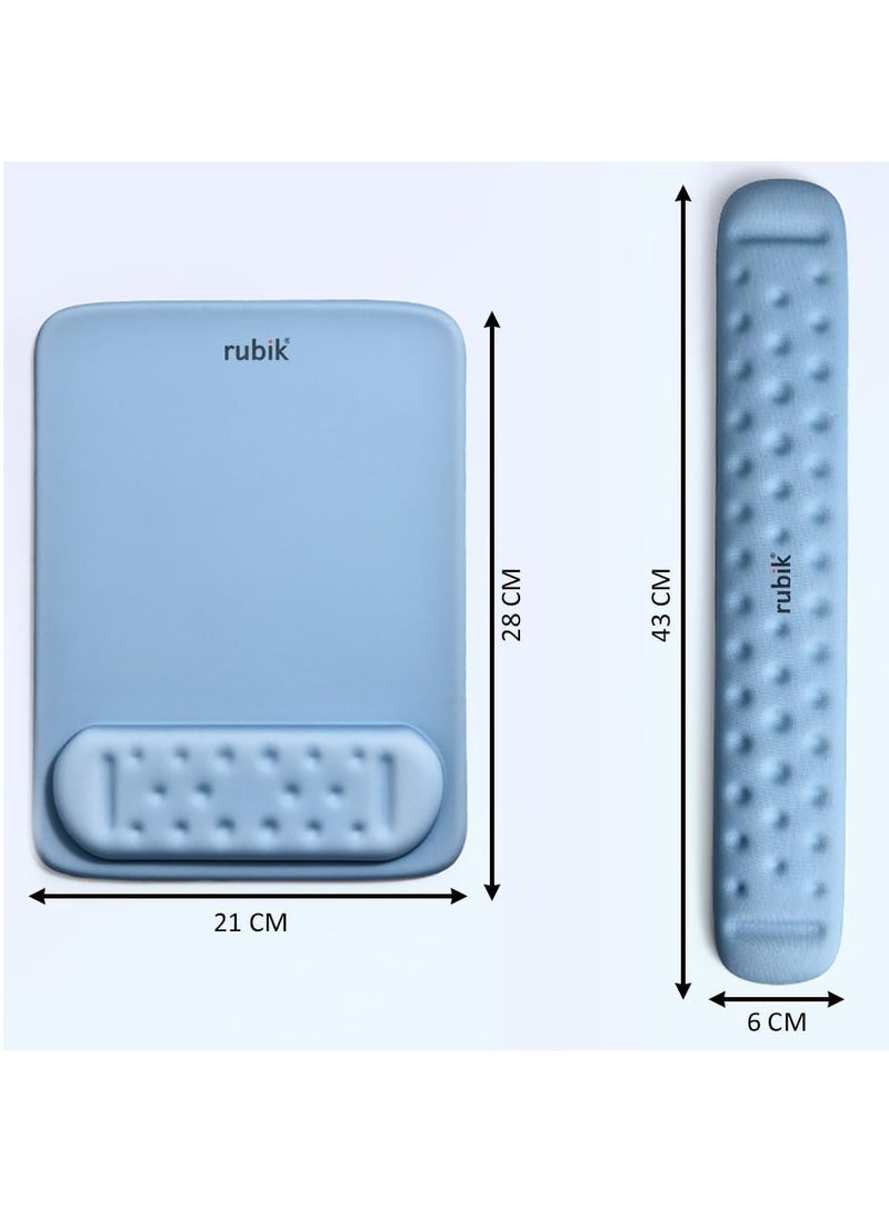 Rubik Wrist Support Mousepad with Keyboard Rest Pad, Large Memory Foam Ergonomic Mouse Pad with Non-Slip PU Base for Computer Laptop Gaming Office & Home Typing Pain Relief (Navy Blue)  - Image 4