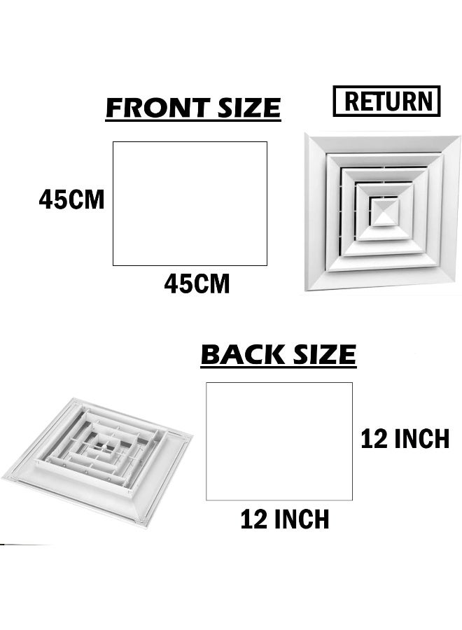 Biella Aluminum Air Supply And Return Diffusers Square Ceiling Ventilation Solutions For Studios Hospitals Theaters Classrooms And Office (12 INCH X 12 INCH))  - Image 2