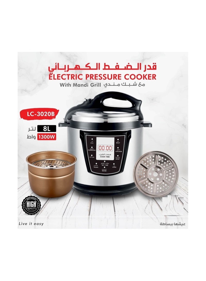 LC Electric Pressure Cooker With Mandi Grill 8Ltr 1300W