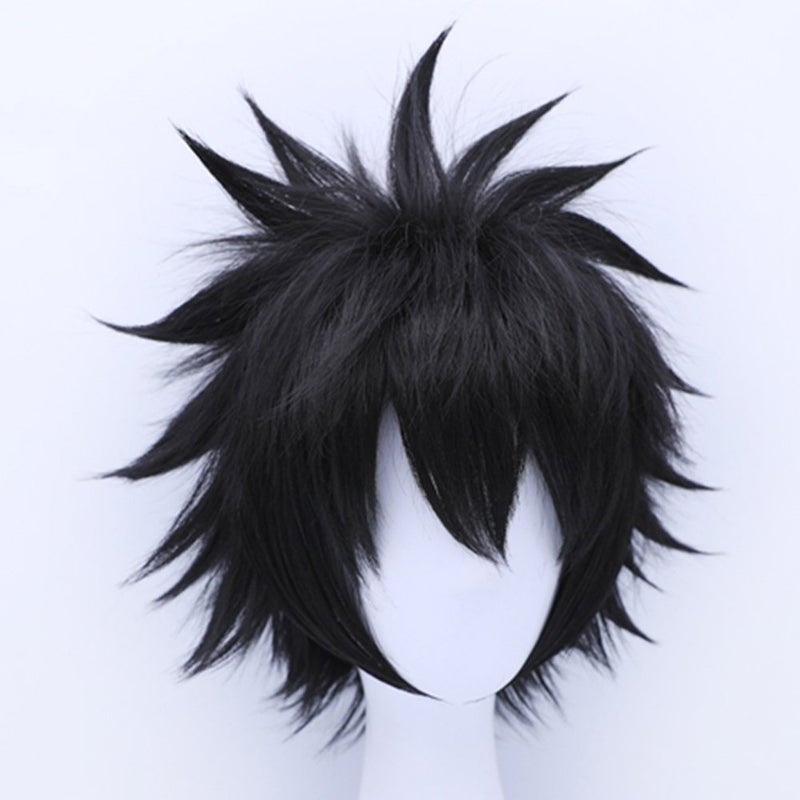 ANOGOL Hair Cap+ Black Spiky Wig Men Short Black Anime Wig Cosplay Spiked Hair Wigs Men Funny Outfit Crazy Wigs for Halloween Costume Cosplay Party - Image 2