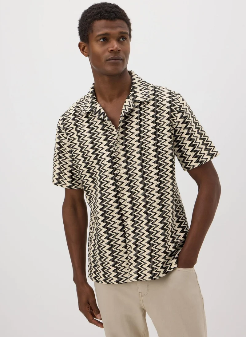 Matalan Black Textured Zig Zag Shirt