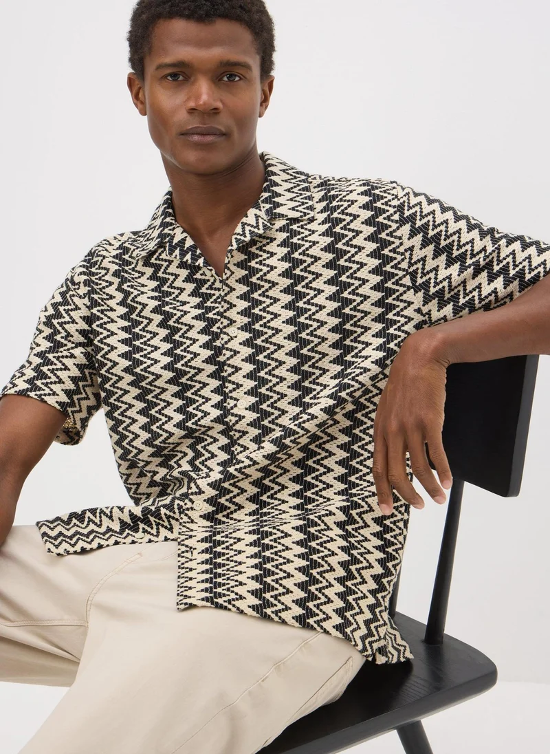 Matalan Black Textured Zig Zag Shirt