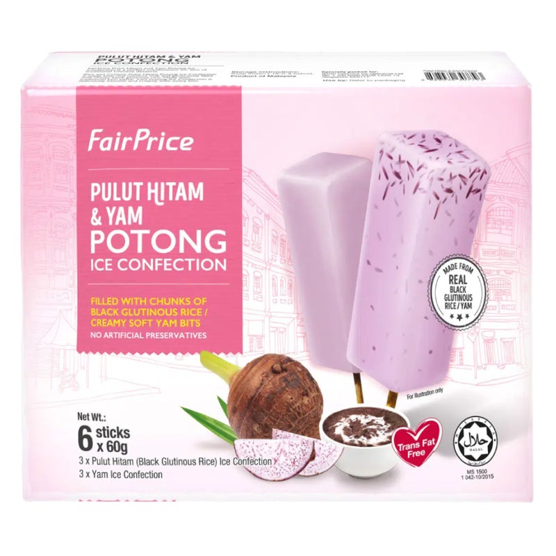 FairPrice Potong Ice Cream, Pulut Hitam & Yam - 60g x 6, Malaysia - Image 2