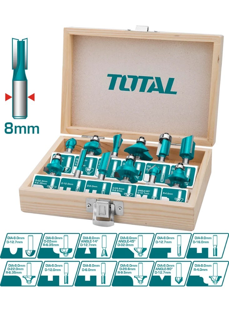 TOTAL 12 Pcs Router Bit Set  size 8mm