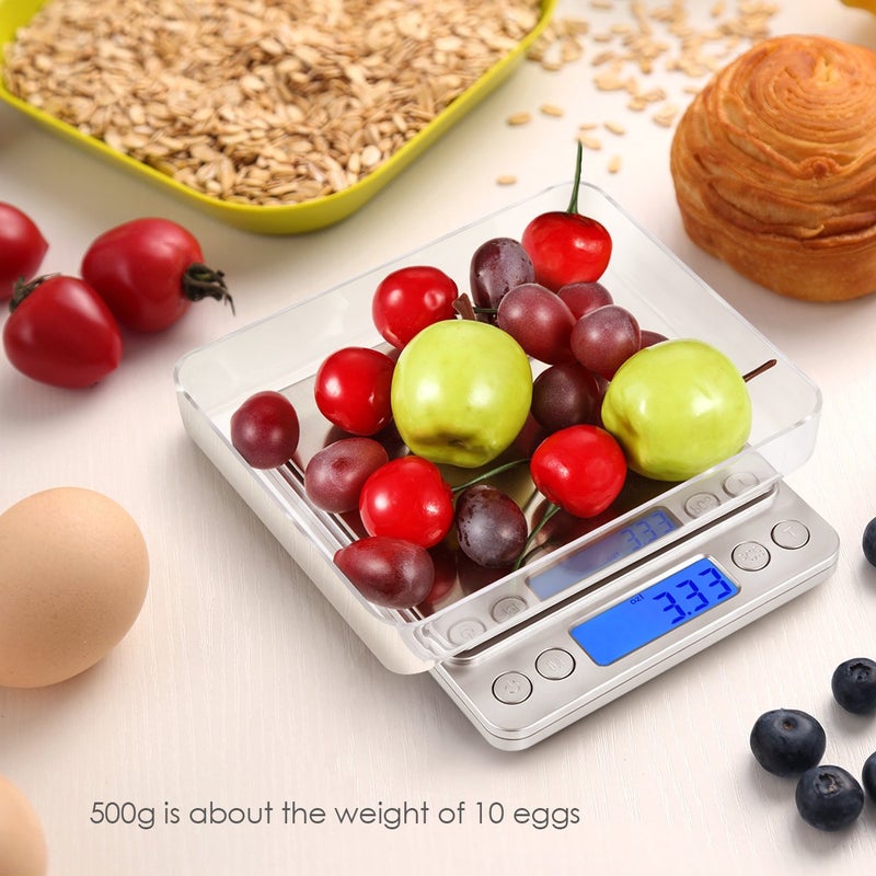 Upgraded Digital Kitchen Scale - 500g/0 . 01g Mini Pocket Jewelry Scale with Back - Lit LCD Display , 2 Trays , Auto Off , Tare , and PCS Function - Image 3