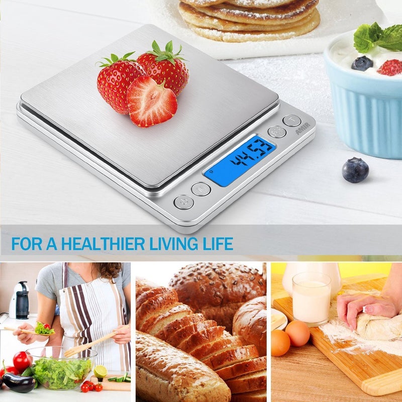 Upgraded Digital Kitchen Scale - 500g/0 . 01g Mini Pocket Jewelry Scale with Back - Lit LCD Display , 2 Trays , Auto Off , Tare , and PCS Function - Image 2