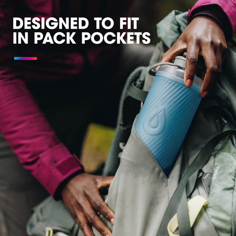 Hydrapak Flux - Collapsible Backpacking Water Bottle (750ml) - BPA Free  Ultra Light  Spill-Proof Twist Cap - Mammoth Grey - Image 3