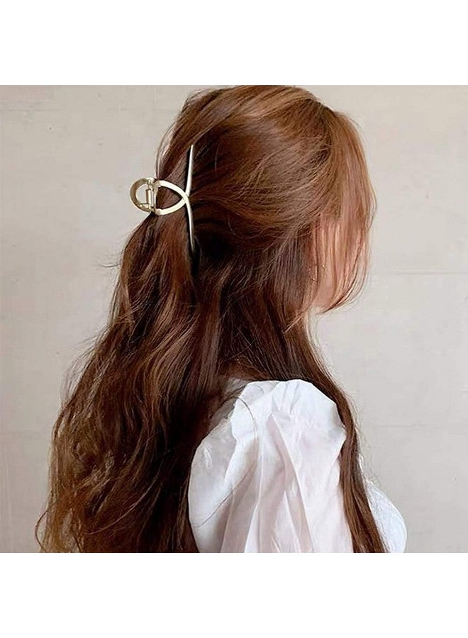 بريني مشبك شعر بريني بمشبك معدني ذهبي كبير للشعر السميك والرفيع إكسسوارات شعر للنساء والفتيات (قطعتان) - Image 3