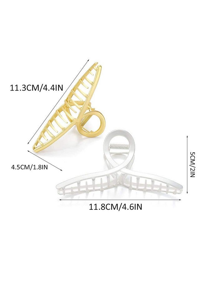 بريني مشبك شعر بريني بمشبك معدني ذهبي كبير للشعر السميك والرفيع إكسسوارات شعر للنساء والفتيات (قطعتان) - Image 4