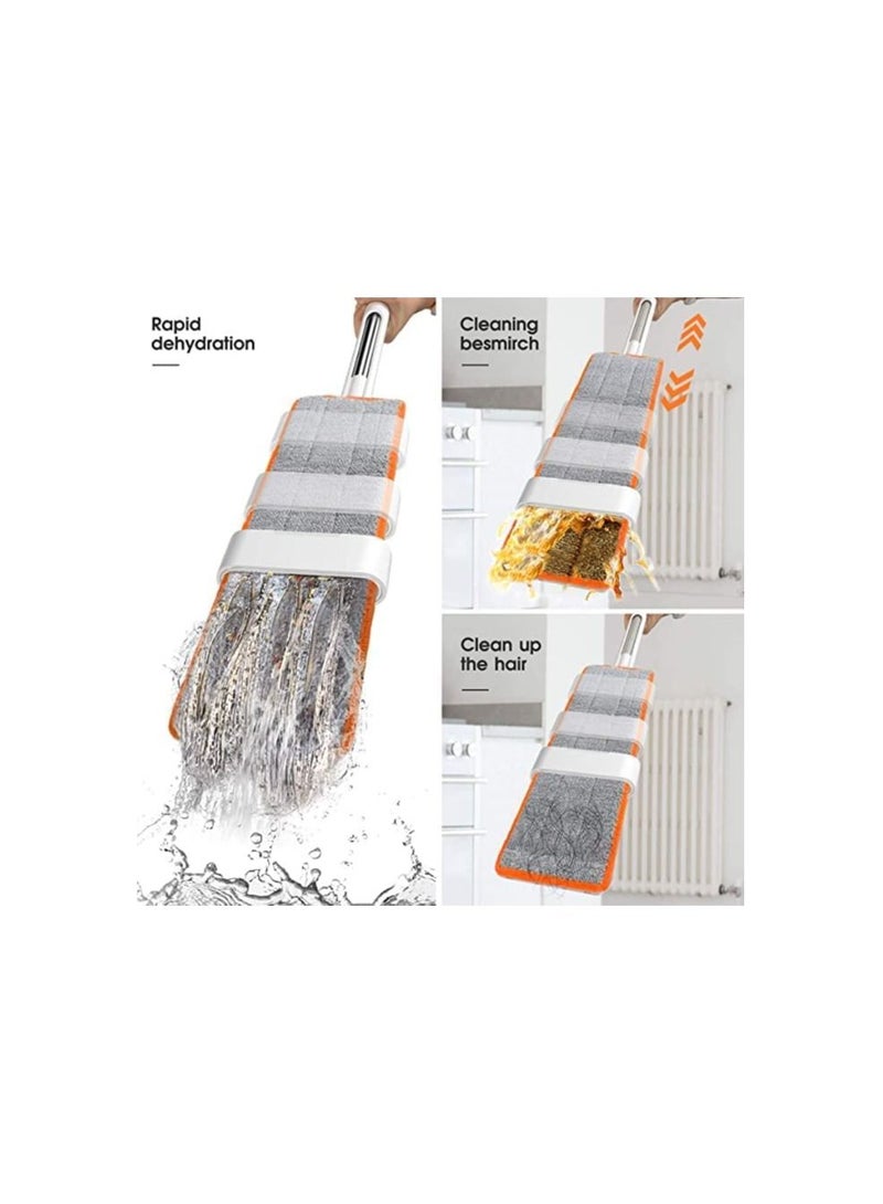 ممسحة سهلة التنظيف ذاتي التنظيف 360 درجة ممسحة مسطحة قابلة للدوران مع عبوتين قابلة لإعادة الاستخدام ممسحة جافة ومبللة للمنزل والحمام وتنظيف المطبخ - Image 3