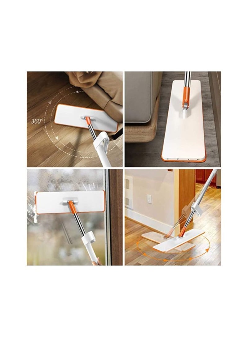 ممسحة سهلة التنظيف ذاتي التنظيف 360 درجة ممسحة مسطحة قابلة للدوران مع عبوتين قابلة لإعادة الاستخدام ممسحة جافة ومبللة للمنزل والحمام وتنظيف المطبخ - Image 4