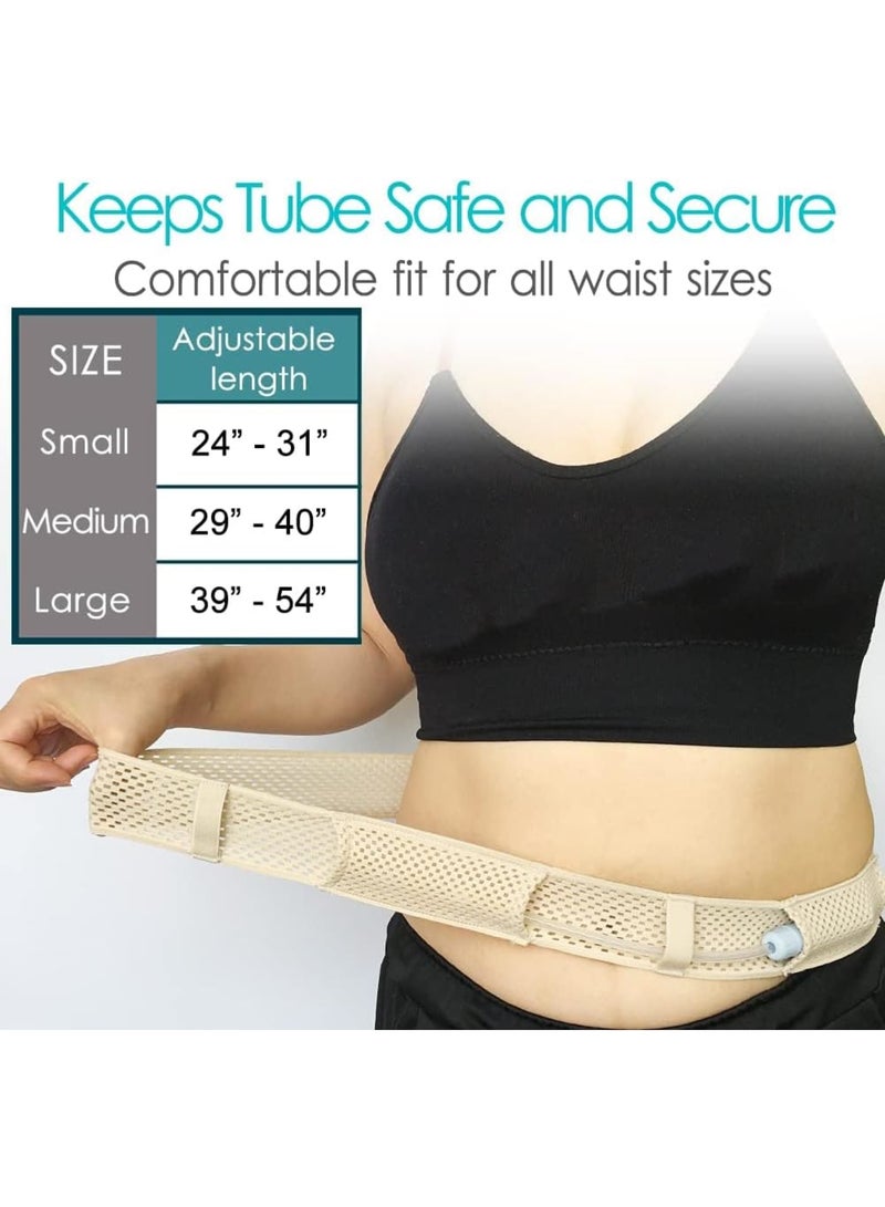 KASTWAVE Mesh Breathable PD Belt Peritoneal Dialysis, Catheter Accessories Supplies Soft Transfer Set, for Stomach Feeding Peg J Tube Women Men Adults Beige - Image 3
