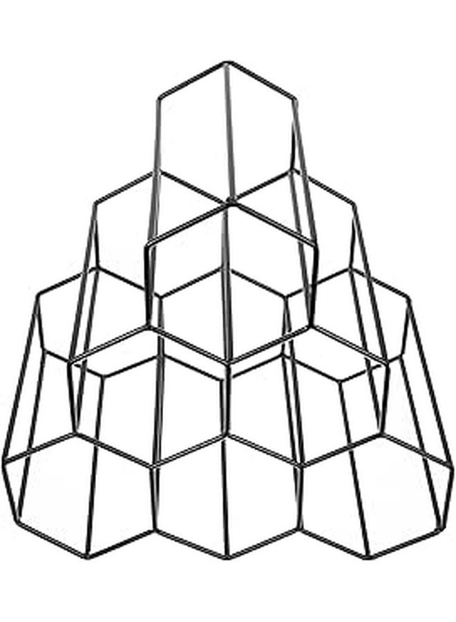 Black Iron Hexagon Honeycomb Wine Rack Countertop Storage Organizer For Kitchen Bar Display - Image 1